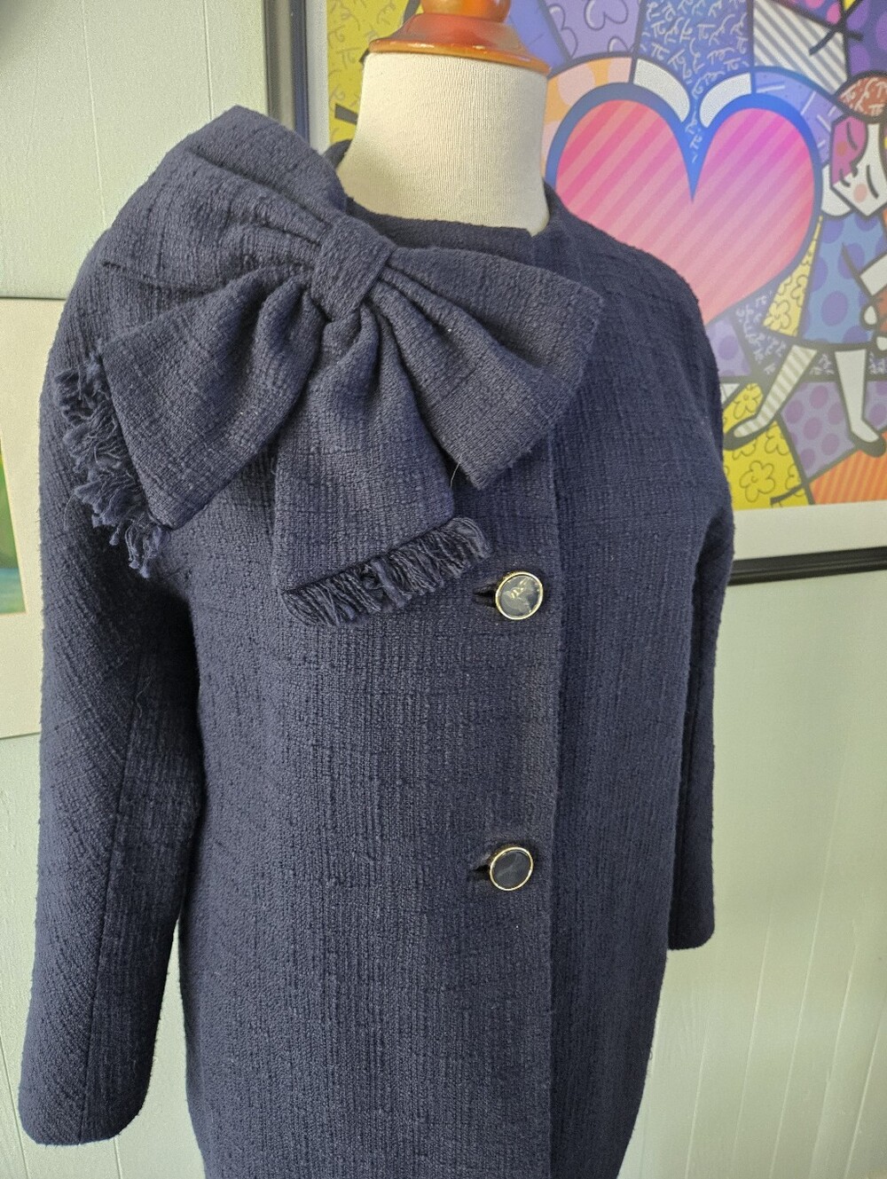 kate spade Navy Bow-Accent Pea Coat